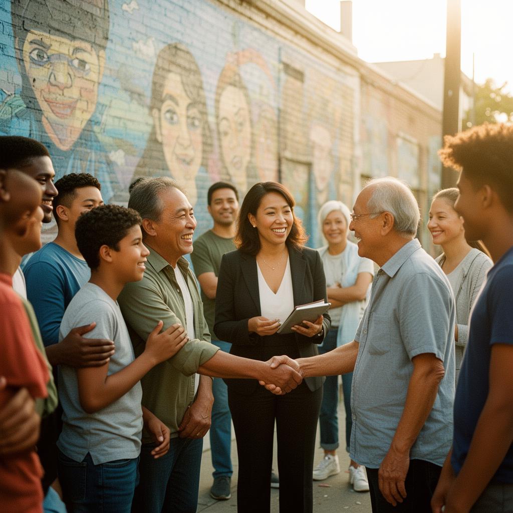 Diverse community members connecting at an Insure Good In The Hood neighborhood initiative